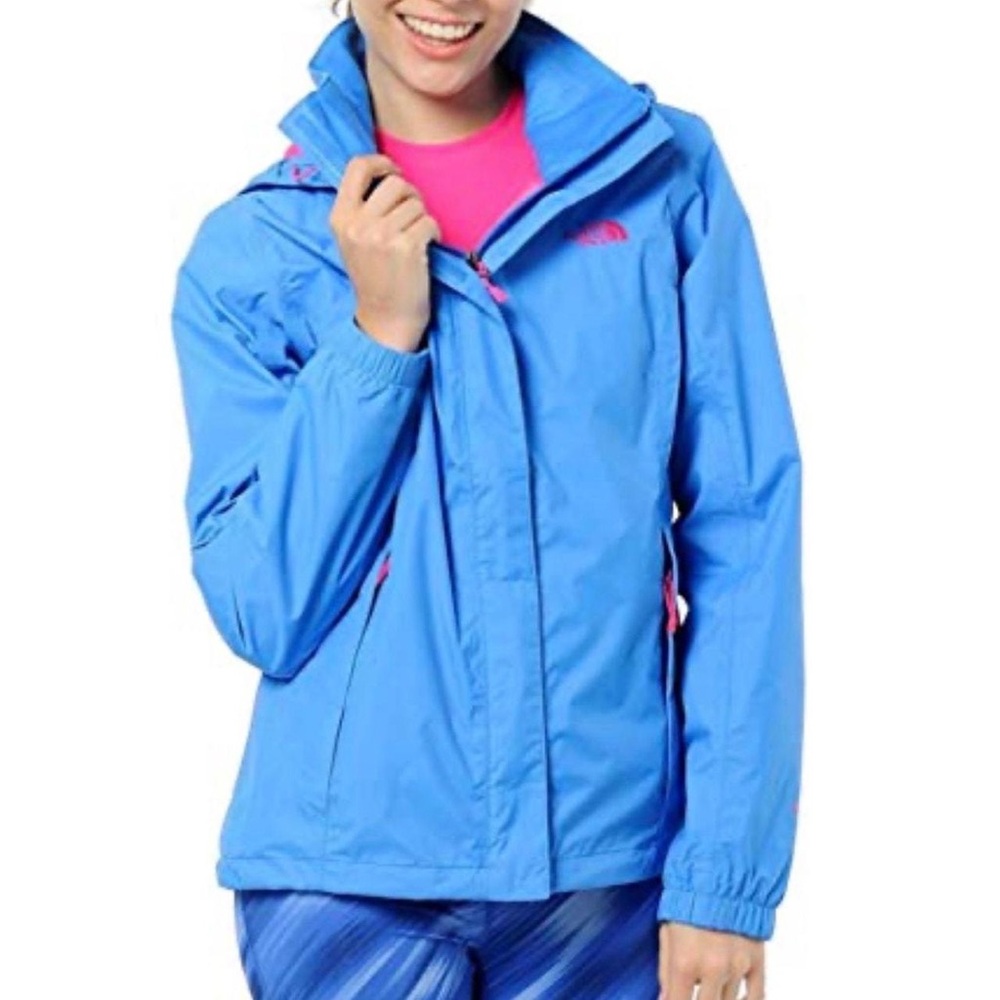 Blue and Pink Hooded North Face